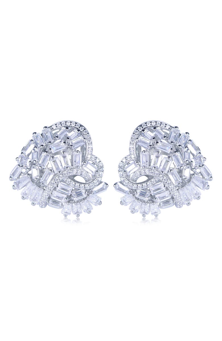 SUZY LEVIAN Cubic Zirconia Cluster Heart Stud Earrings, Main, color, White