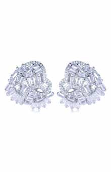 SUZY LEVIAN Cubic Zirconia Cluster Heart Stud Earrings