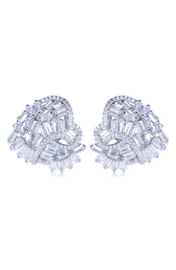 Suzy Levian Cubic Zirconia Cluster Heart Stud Earrings