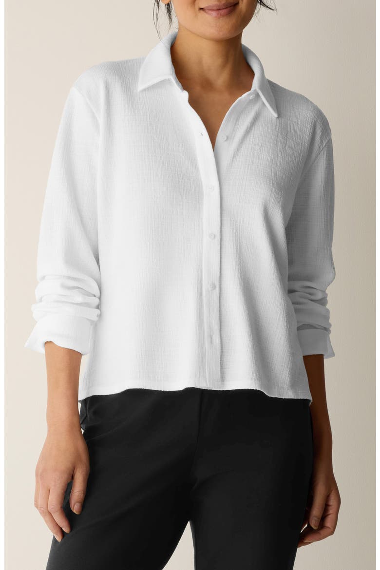 Classic Collar Crop Button-Up Shirt, Main, color, WHITE