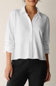 Eileen Fisher Classic Collar Crop Button-Up Shirt