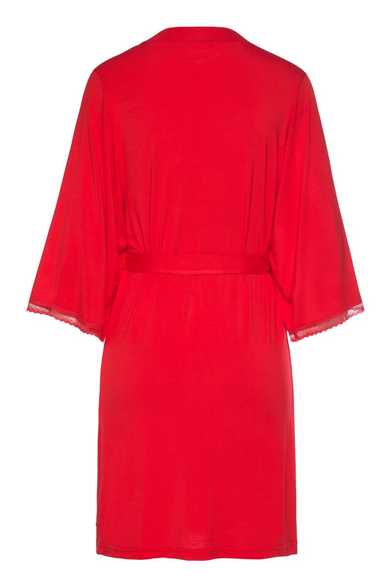 Lace Trim Robe, Alternate, color, Red