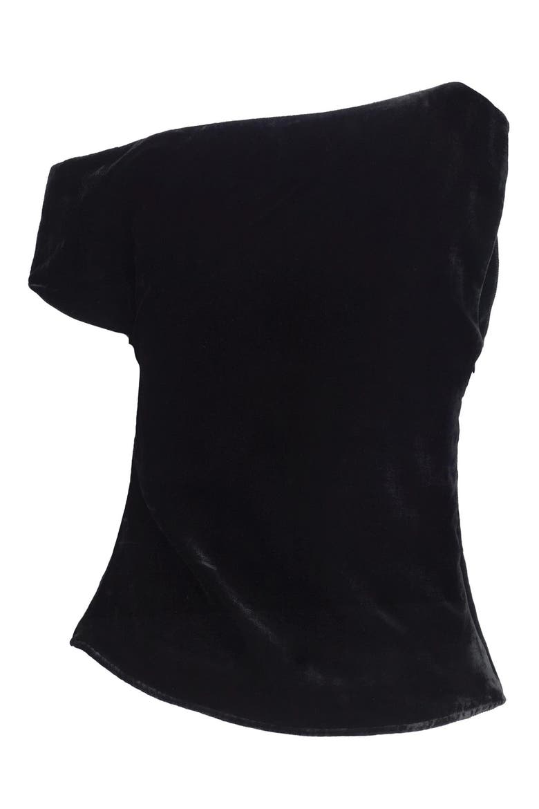 The Side Note One Shoulder Velvet Top, Alternate, color, BLACK