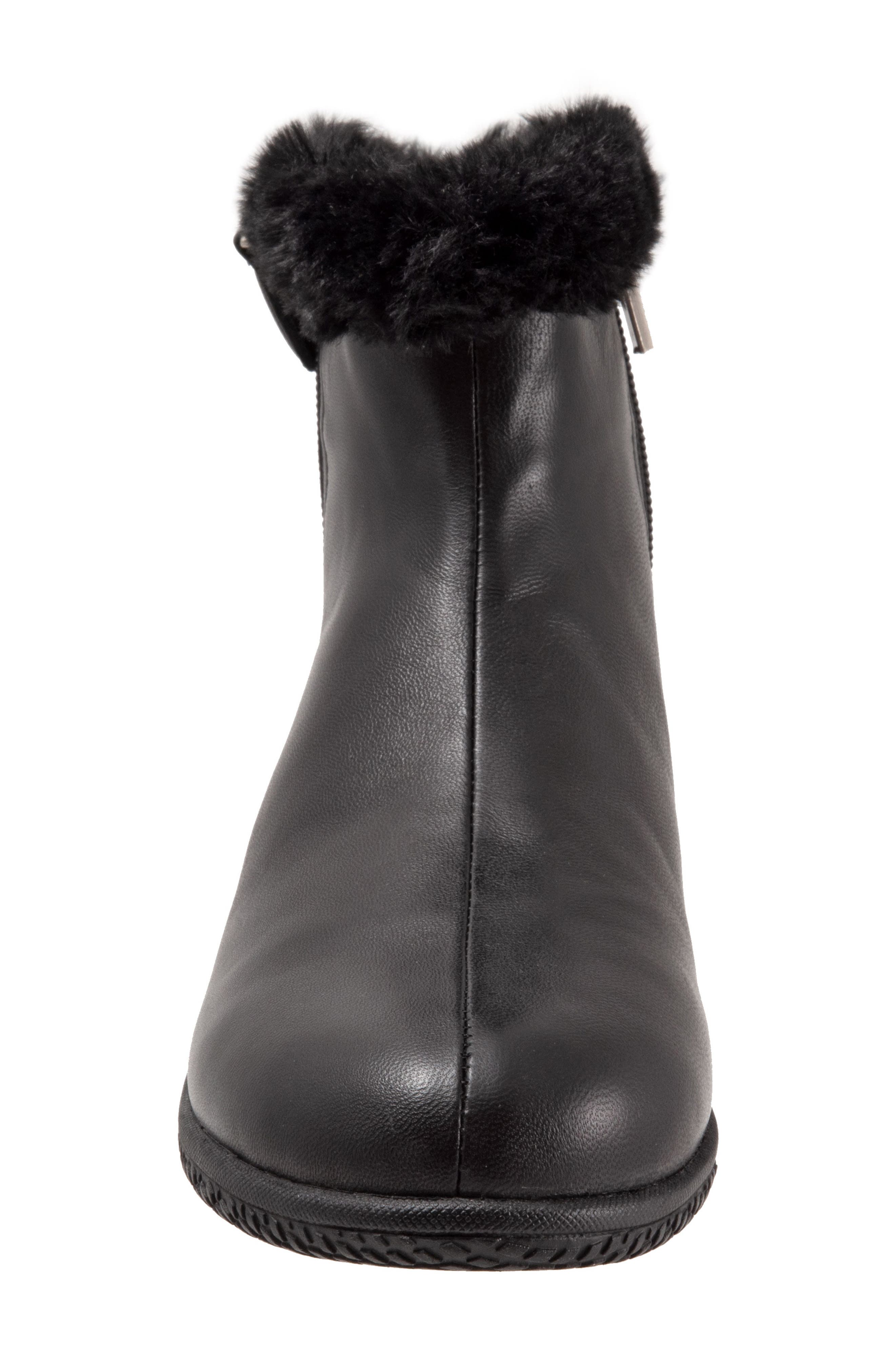 SoftWalk<sup>®</sup> Helena Faux Fur Bootie, Alternate, color, Black Leather