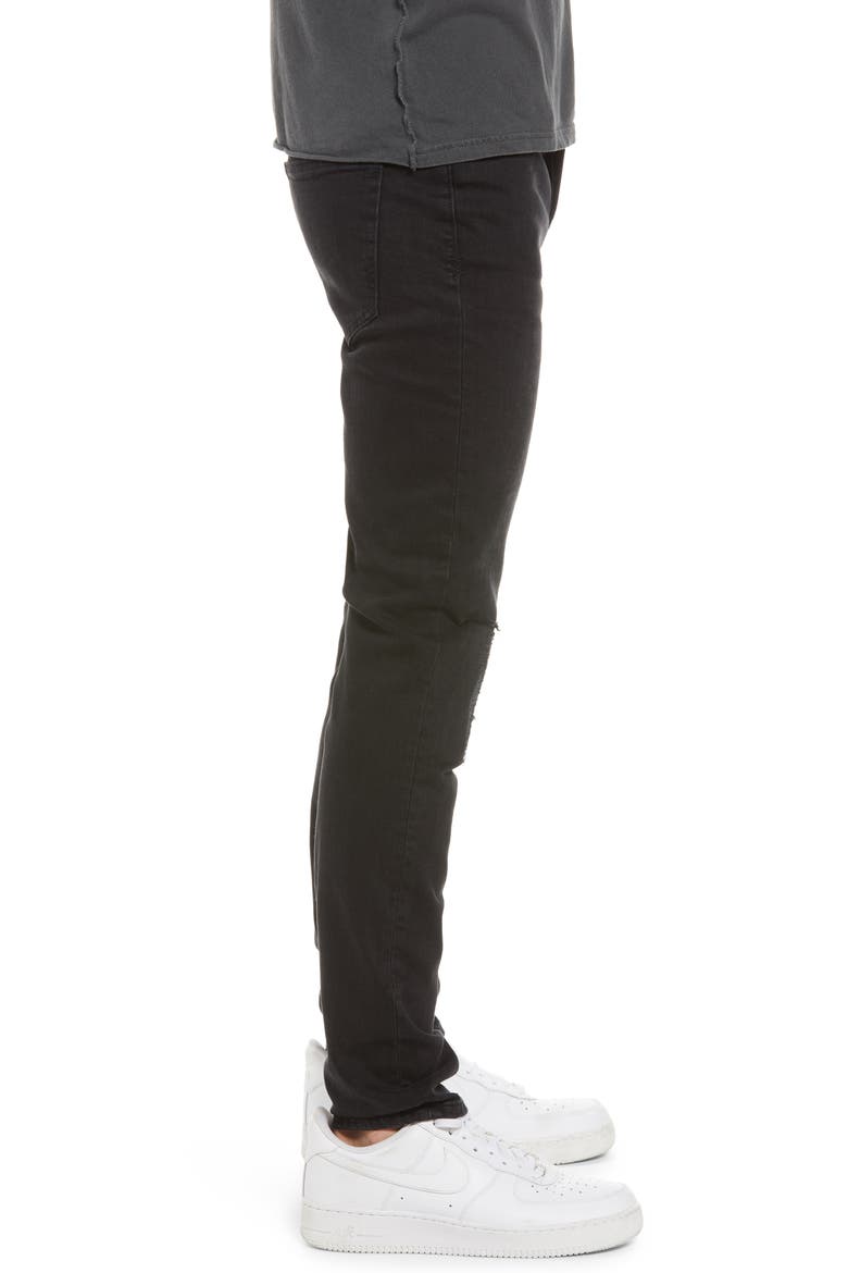 Chitch Krow Krushed Ripped Slim Skinny Jeans, Alternate, color, BLACK