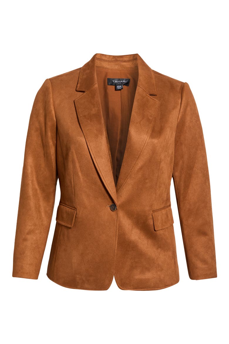Faux Suede Blazer, Alternate, color, LUGGAGE