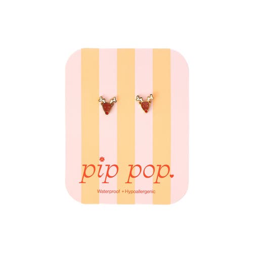 Pip Pop Reindeer Stud Earrings In Gold