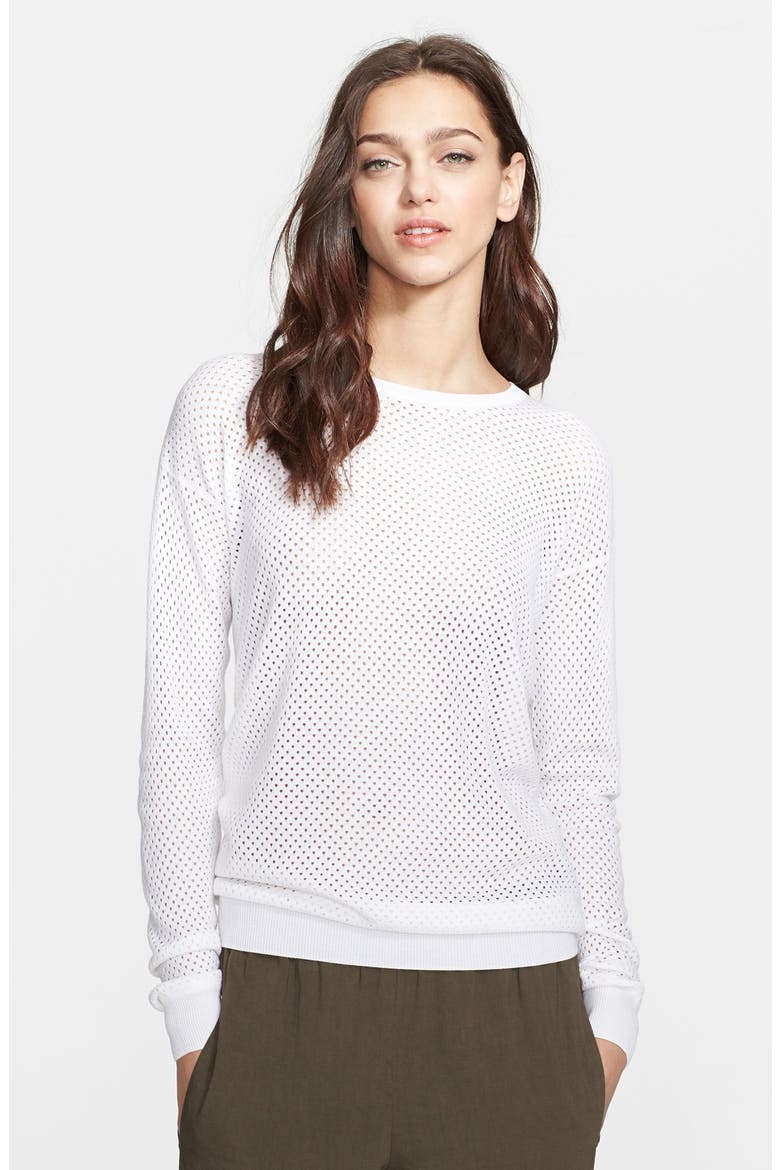 'Dreamerly C.' Cotton & Silk Sweater, Main, color, WHITE