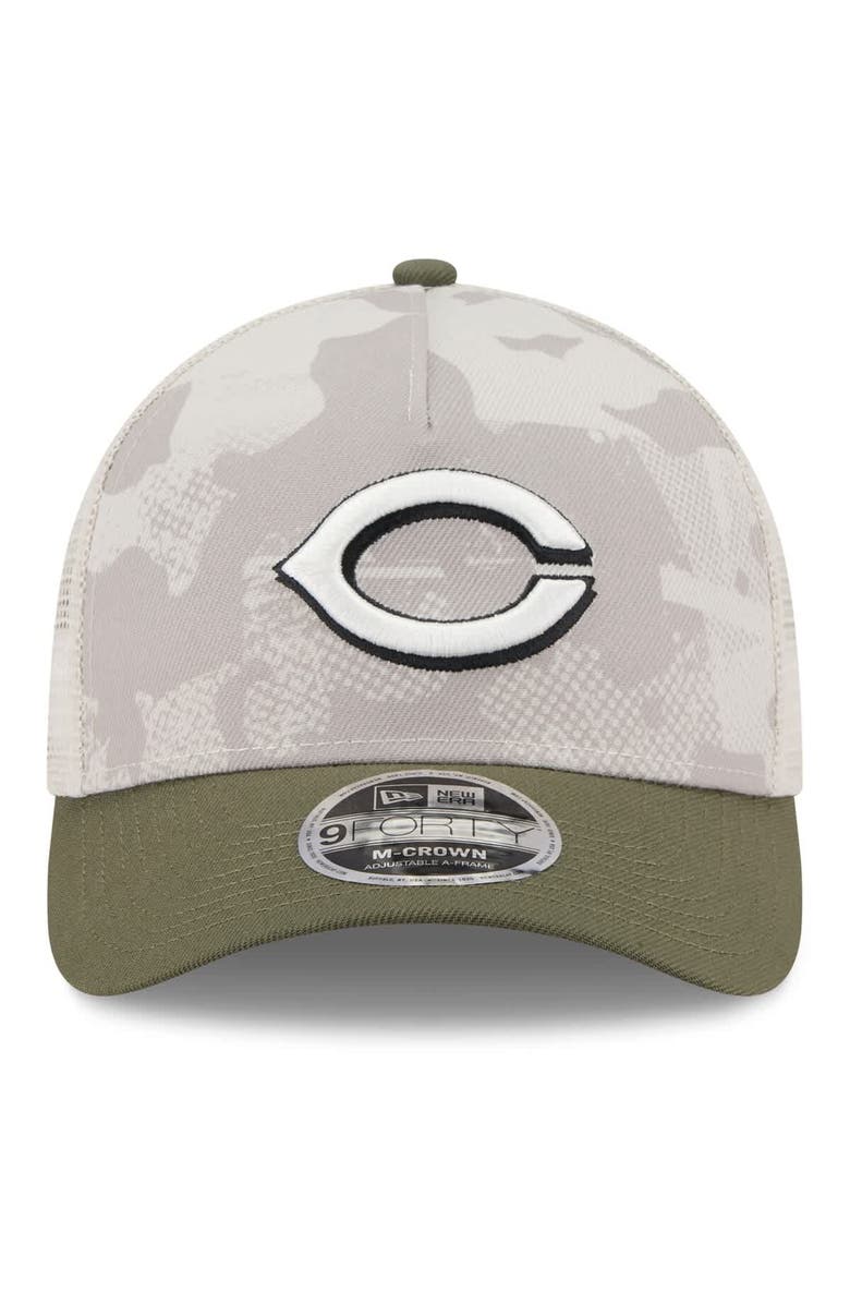 New Era Men's New Era Light Beige/Olive Cincinnati Reds 2025 Armed Forces Day 9FORTY M-Crown A-Frame Adjustable Hat, Alternate, color, 