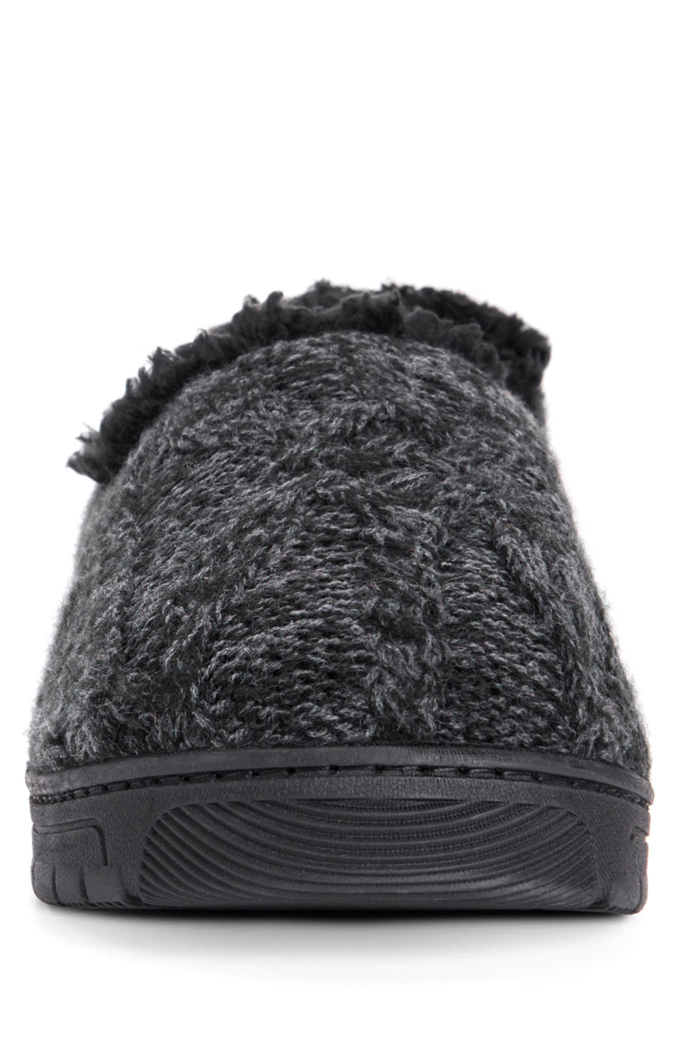 John Faux Shearling Lined Slipper, Alternate, color, EBONY/ DARK GREY