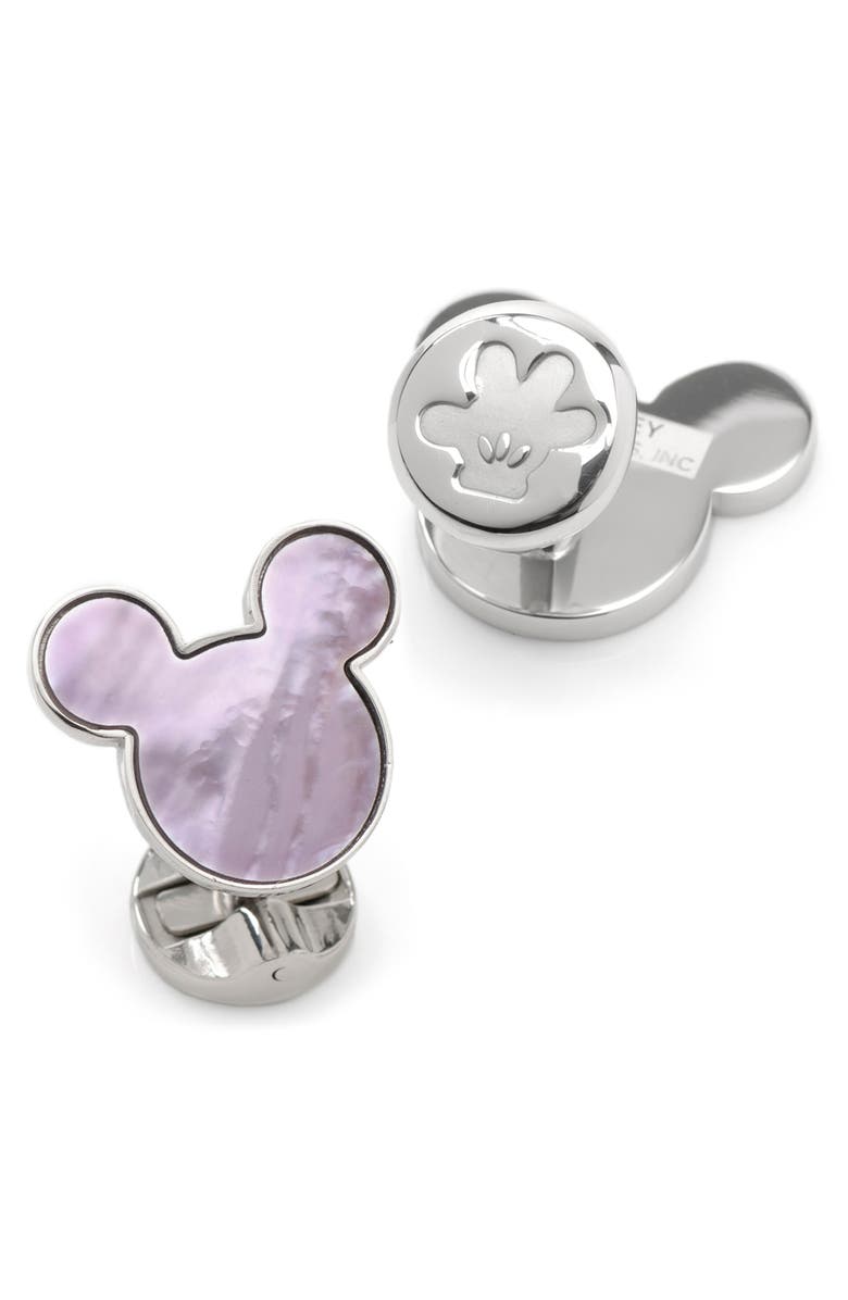 Cufflinks, Inc. Mickey Mouse Silhouette Mother of Pearl Cuff Links, Alternate, color, Purple