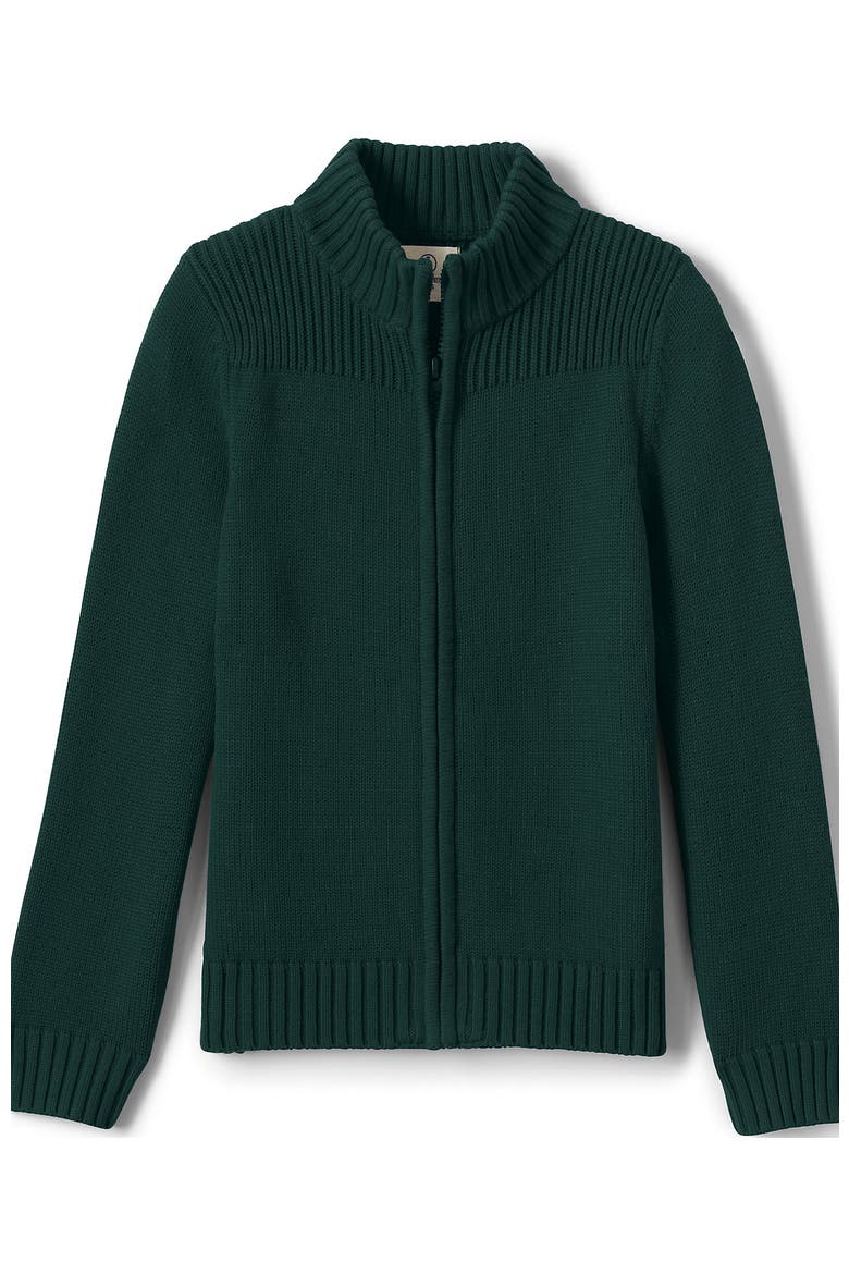 School Uniform Boys Cotton Modal Zip Front Cardigan Sweater, Alternate, color, Evergreen