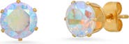STEELTIME HMY Jewelry 18K Yellow Gold Plated Stainless Steel Round-Cut Simulated Diamond Stud Earrings