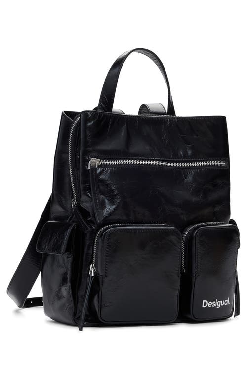 Desigual Mini Leather Backpack In Black