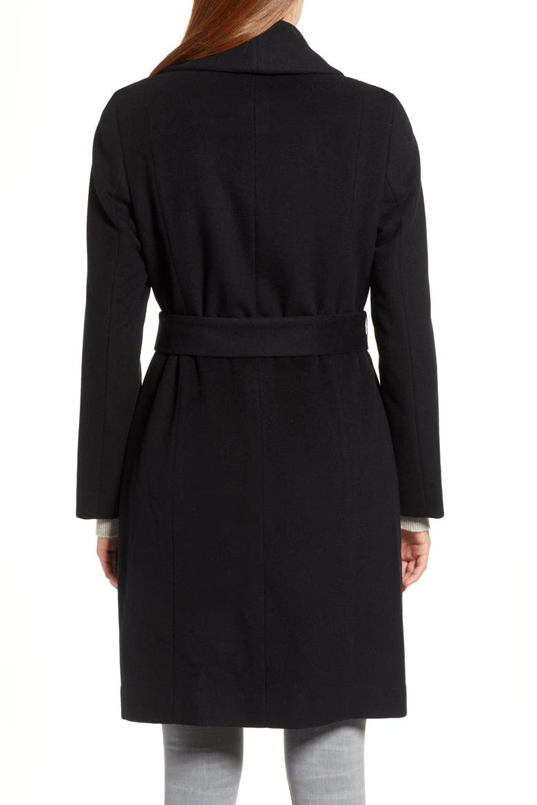 Slick Wool Blend Wrap Coat, Alternate, color, BLACK
