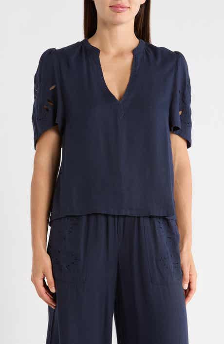 Splendid Cayden Embroidered Flutter Top