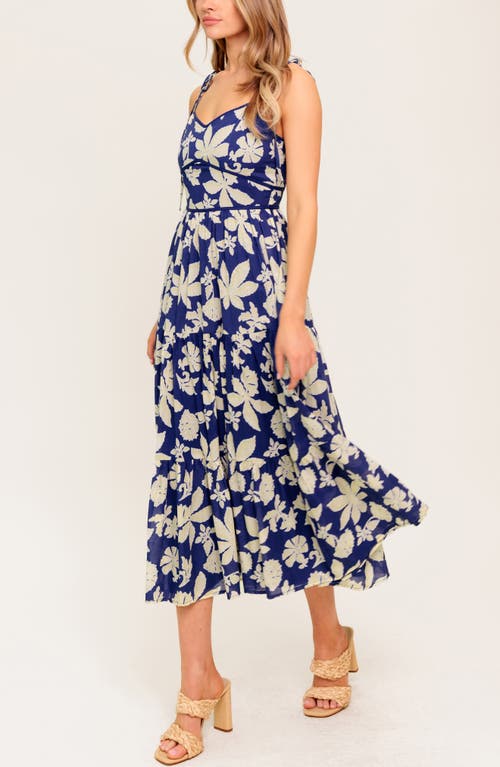 Flying Tomato Floral Tie Strap Tiered Cotton Midi Sundress