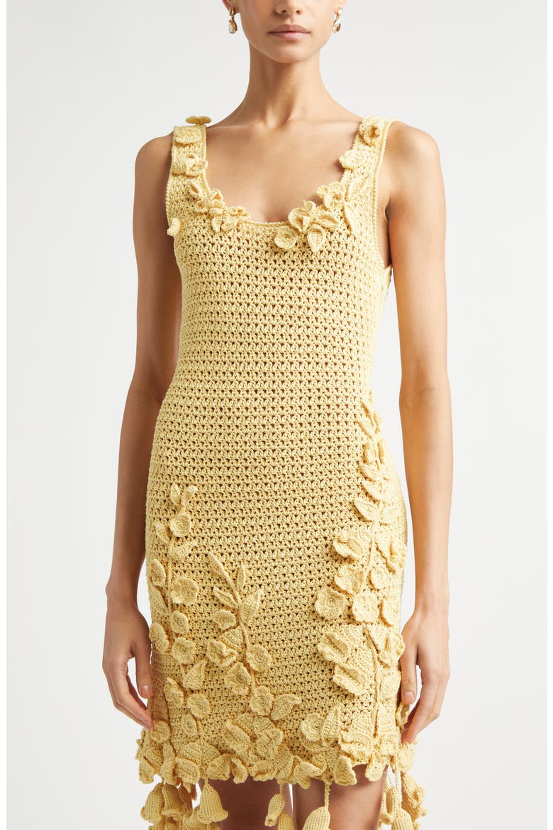 3D Floral Kint Dress, Alternate, color, BANANA