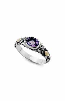 SAMUEL B. Sterling Silver & 18K Yellow Gold Oval Amethyst Ring