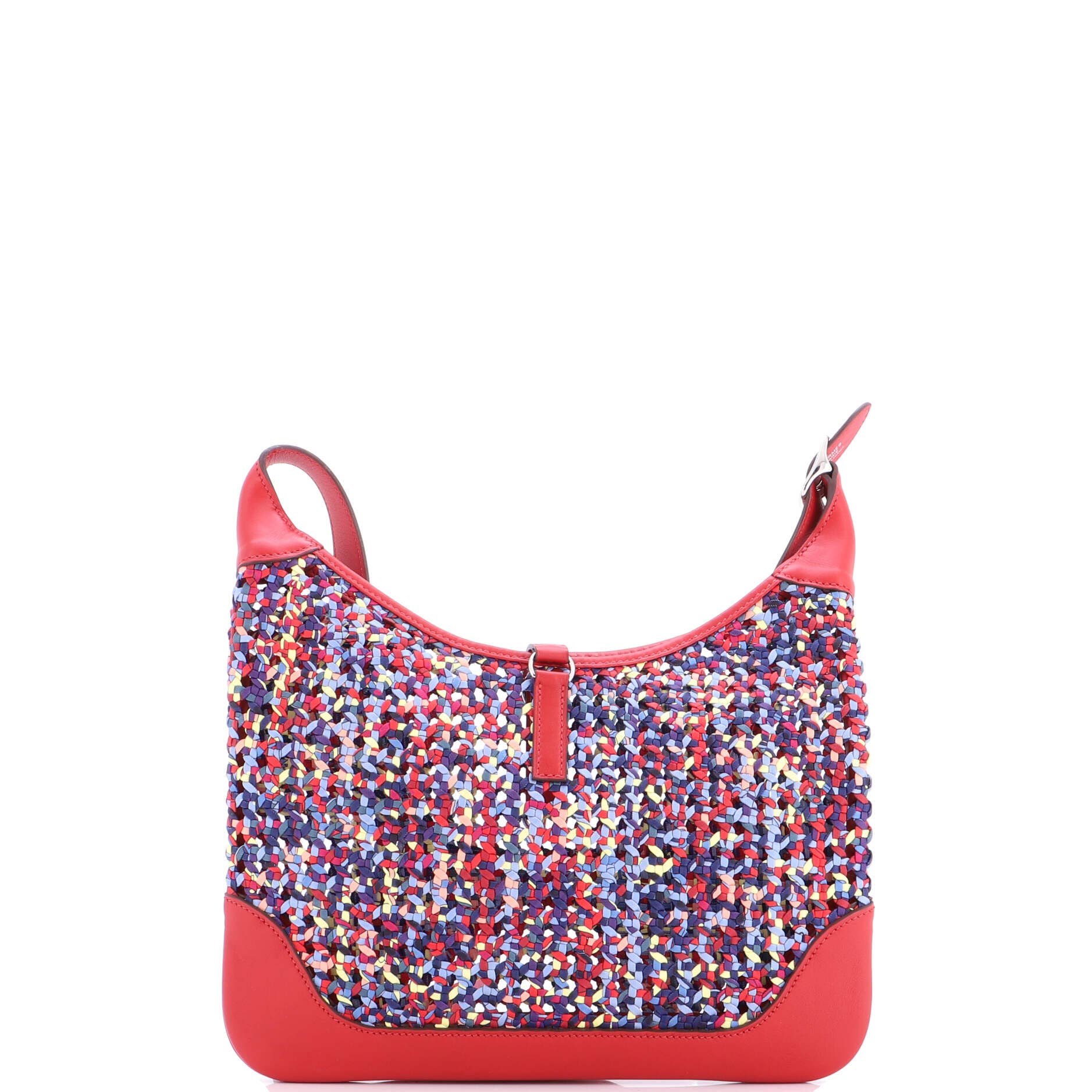 Pre-Owned Hermes Trim Duo Bag Printed Silk and Leather 31, Alternate, color, Rouge Vif