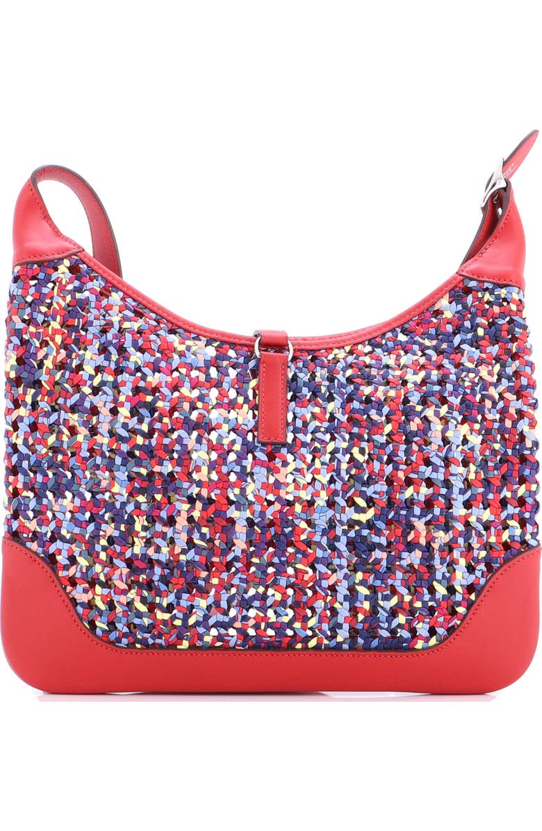 Pre-Owned Hermes Trim Duo Bag Printed Silk and Leather 31, Alternate, color, Rouge Vif