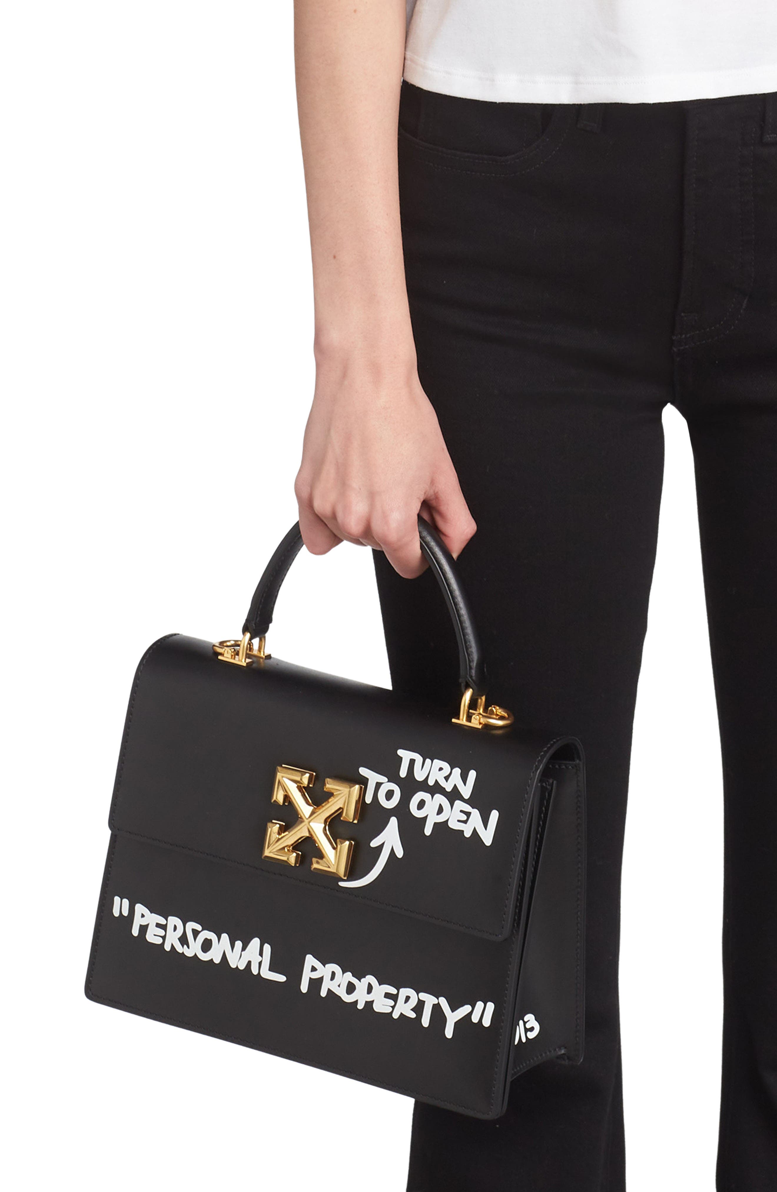 Off-White Jitney 2.8 Quote Leather Top Handle Bag, Alternate, color, 