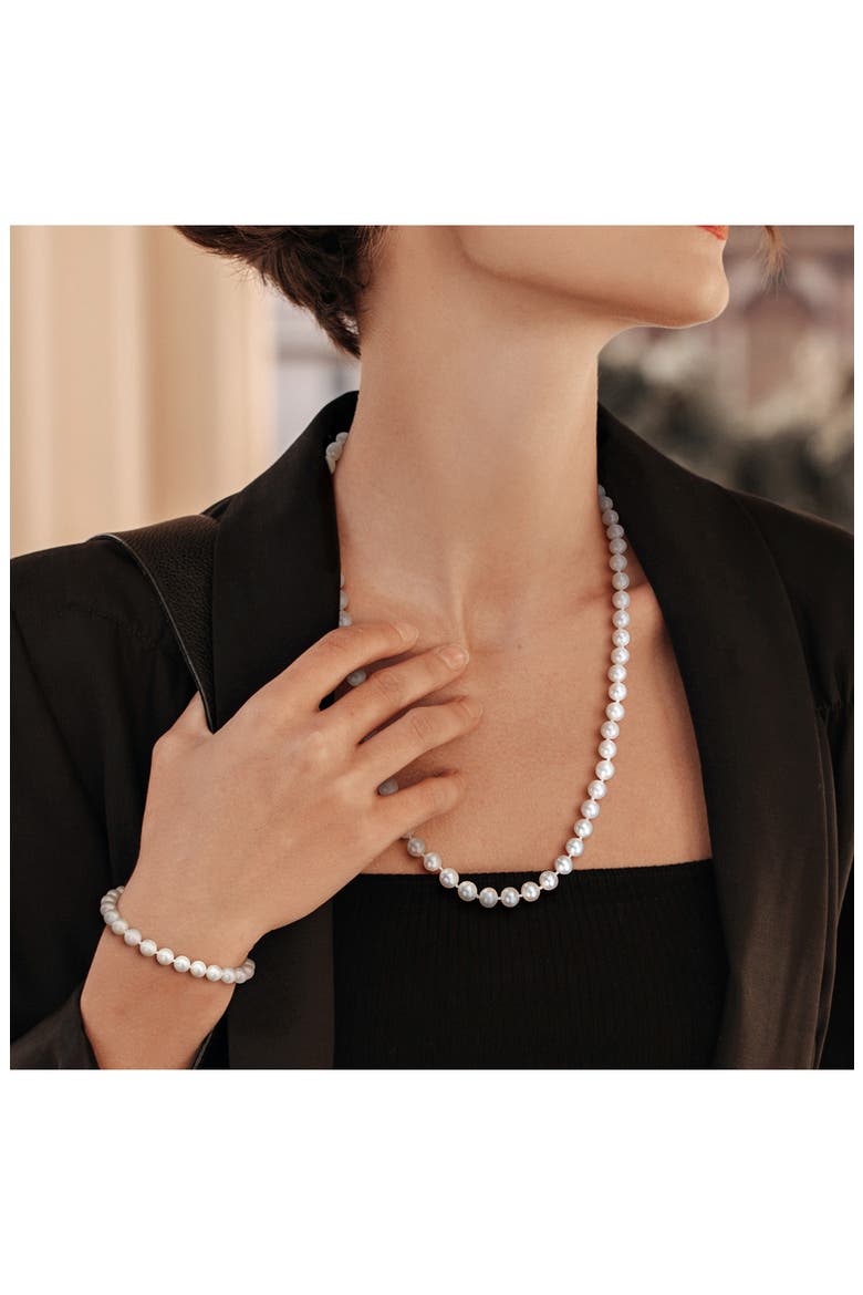 7-7.5mm Cultured Freshwater Pearl Necklace & Bracelet Set, Alternate, color, WHITE