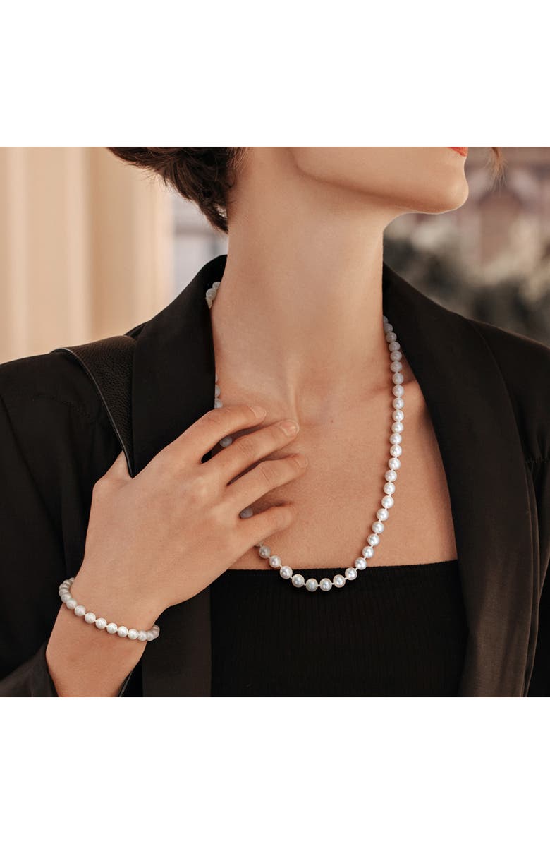 DELMAR 7-7.5mm Cultured Freshwater Pearl Necklace & Bracelet Set, Alternate, color, White