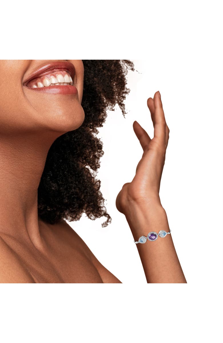 Haus of Brilliance Silver Amethyst & Topaz with Diamond Bolo Bracelet, Alternate, color, White