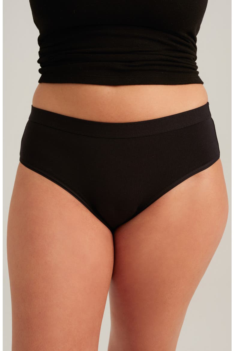 Period & Leakproof Regular Absorbency Stretch Cotton Brief, Main, color, VOLCANIC BLACK