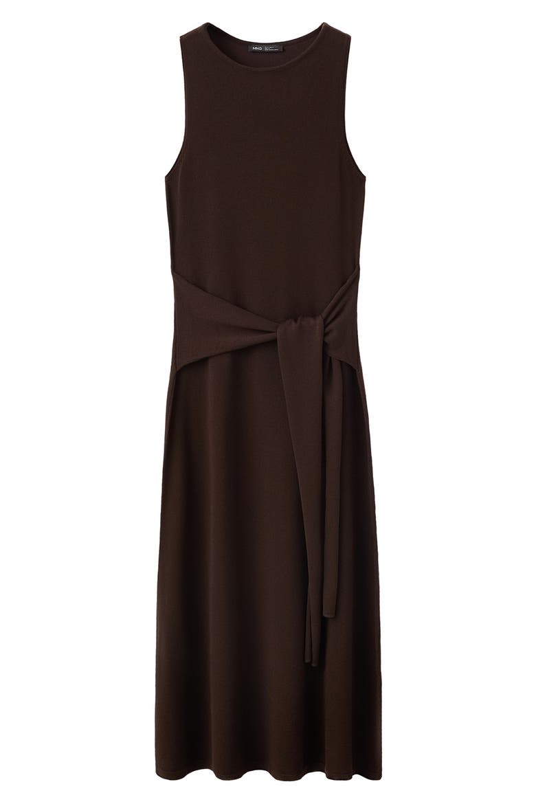 Tie Detail Sleeveless Knit Dress, Main, color, BROWN