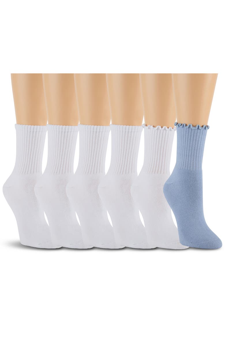 Laundry by Shelli Segal Assorted 6-Pack Cushioned Crew Socks, Alternate, color, Blue/ White