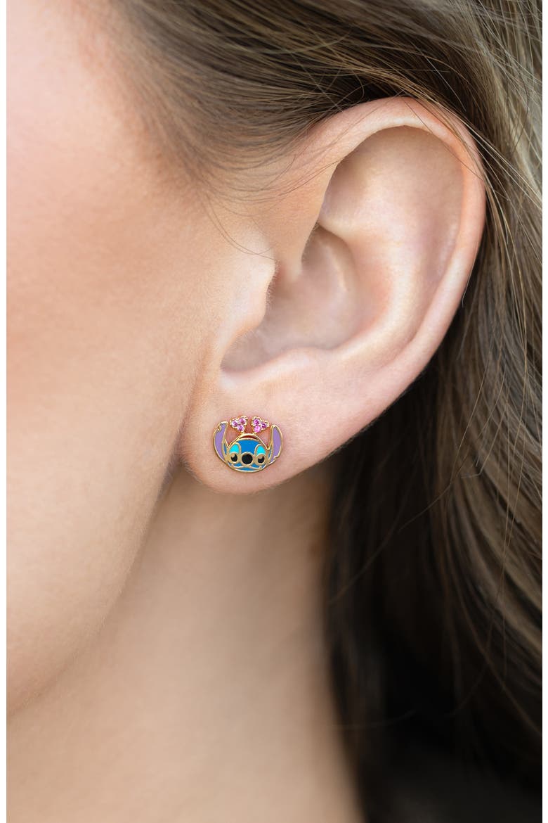 Disney Stitch Angel Stud Earrings Set, Alternate, color, GOLD
