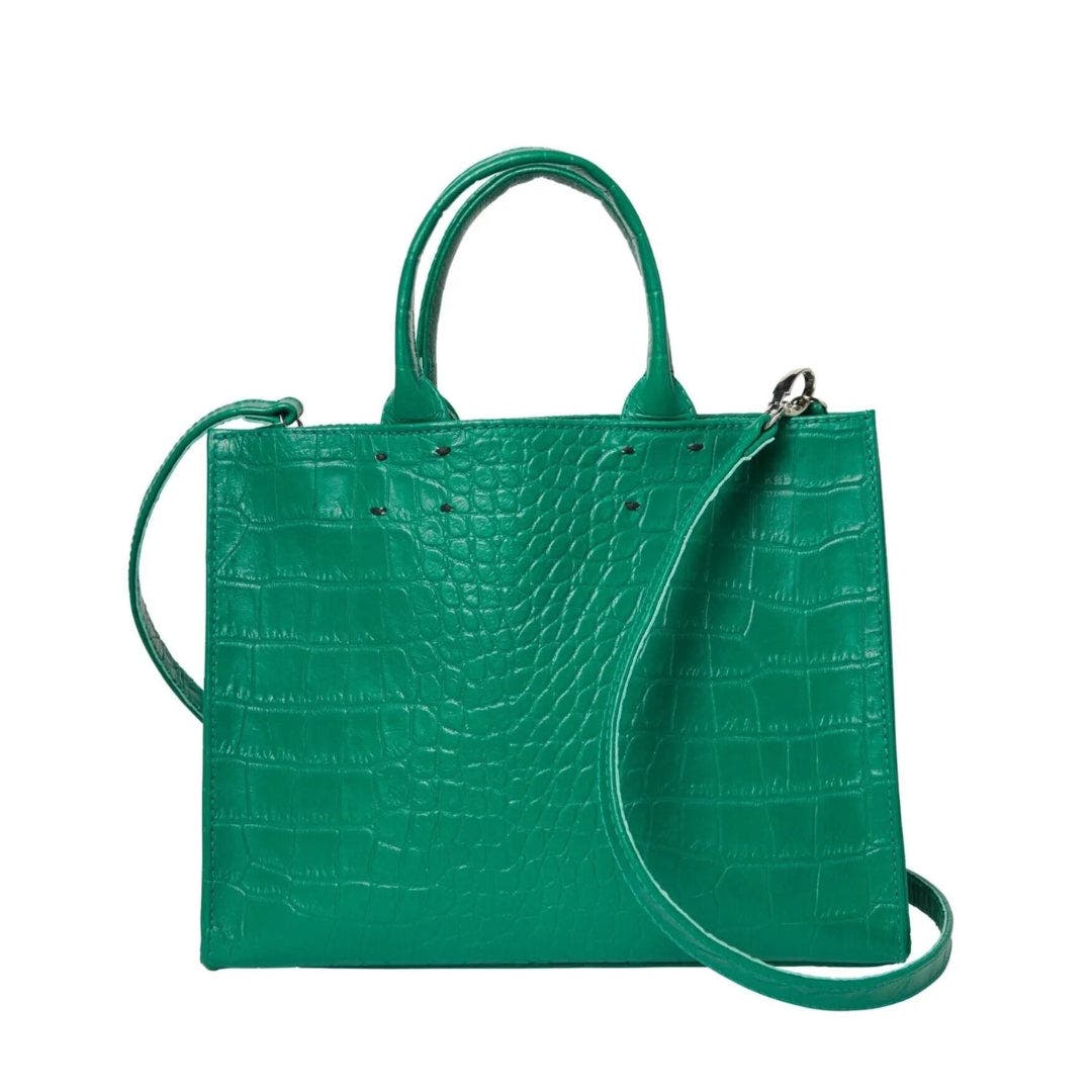 The Adele Croc Handbag, Alternate, color, Emerald Marine Croc