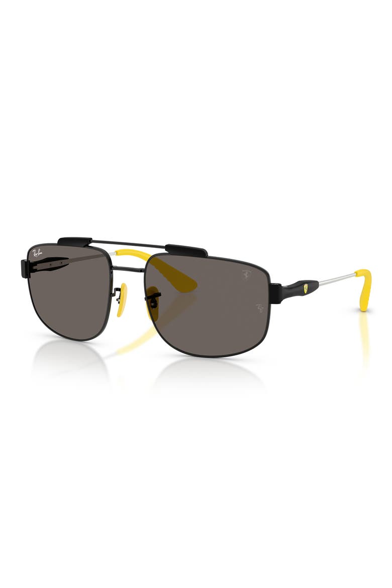 x Scuderia Ferrari 58mm Square Sunglasses, Alternate, color, BLACK / DARK GREY