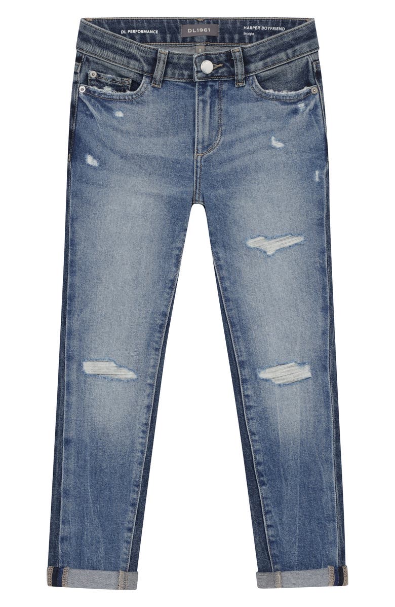 DL1961 Kids' Harper Ripped Boyfriend Straight Leg Jeans, Main, color, 