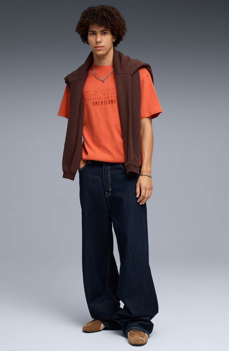 PUMA Porsche Legacy Lifestyle Cotton Graphic T-Shirt, Alternate, color, Amarena