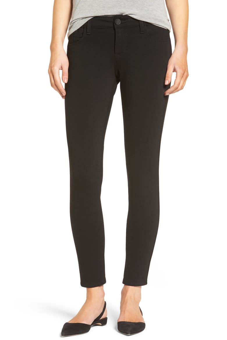 Donna Ponte Knit Skinny Jeans, Main, color, BLACK