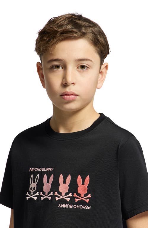 Psycho Bunny Kids' Oceania Embroidered Pima Cotton T-shirt In Black