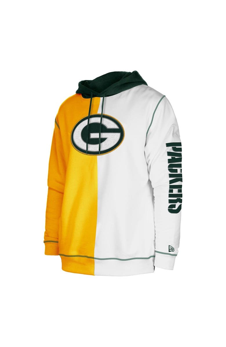 New Era Men's New Era Gold/White Green Bay Packers Third Down Split Raglan Pullover Hoodie, Alternate, color, Gold