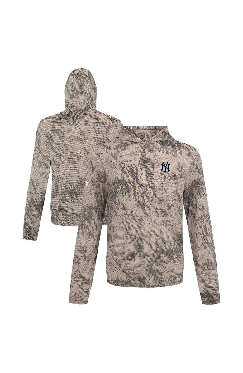 LEVELWEAR Men's Levelwear  Tan New York Yankees Insignia Lightweight Long Sleeve Hooded T-Shirt, Main, color, Tan