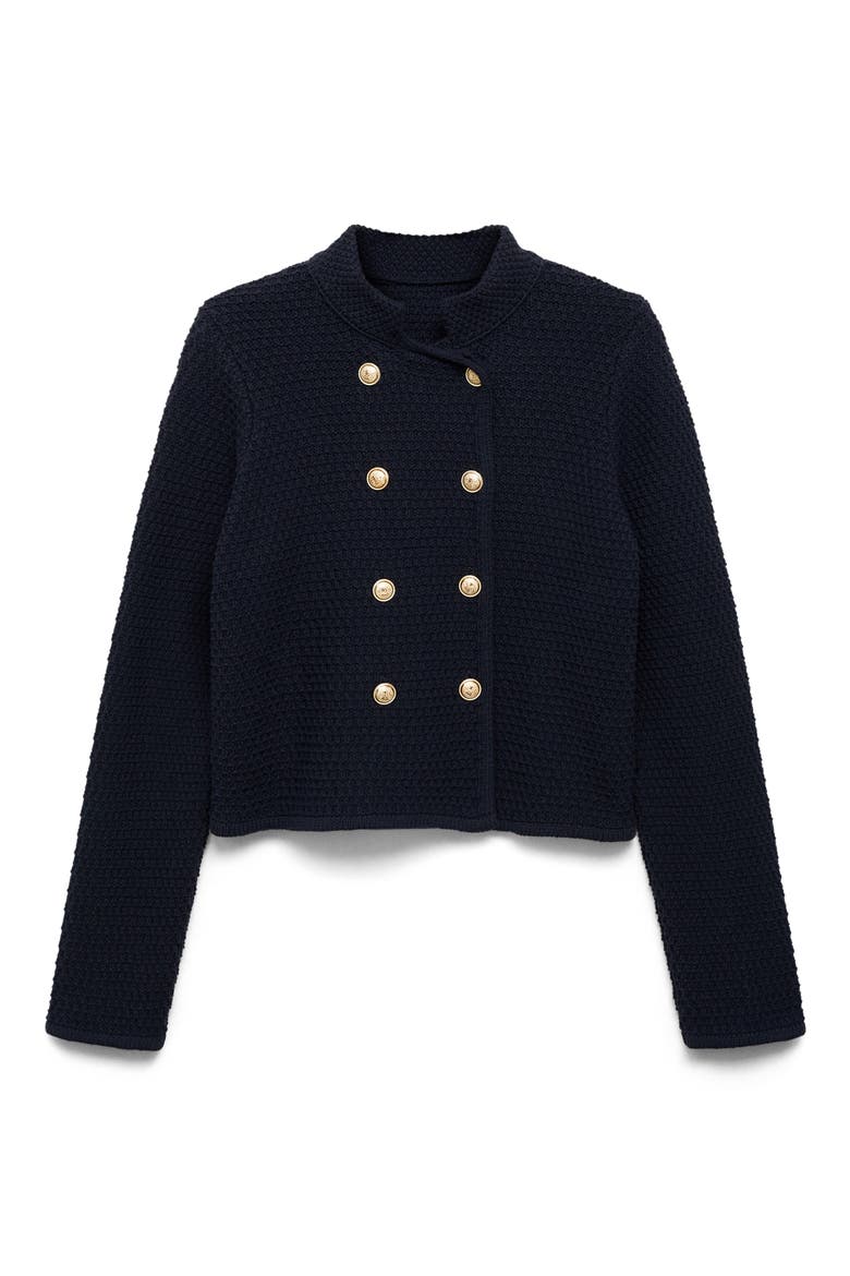 Double Breasted Knit Blazer, Alternate, color, NAVY
