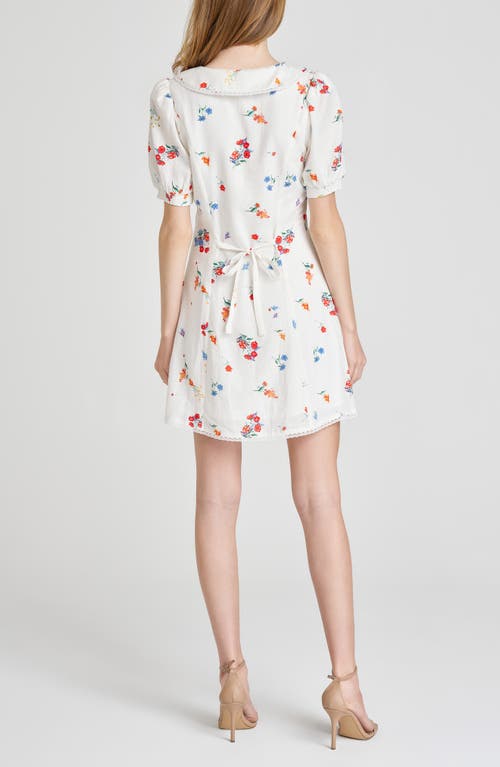 Shop Wayf Berkleigh Floral Linen Blend Minidress In Ivory Blossom