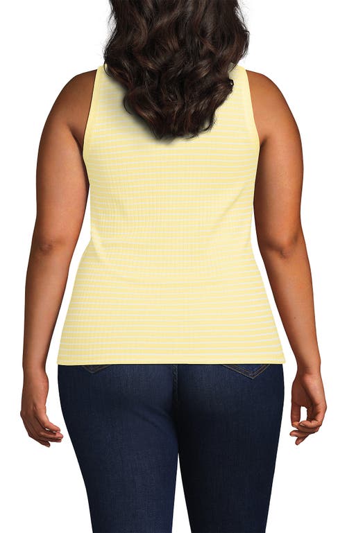 Lands' End Plus Size Pointelle Rib Uneck Tank In Yellow