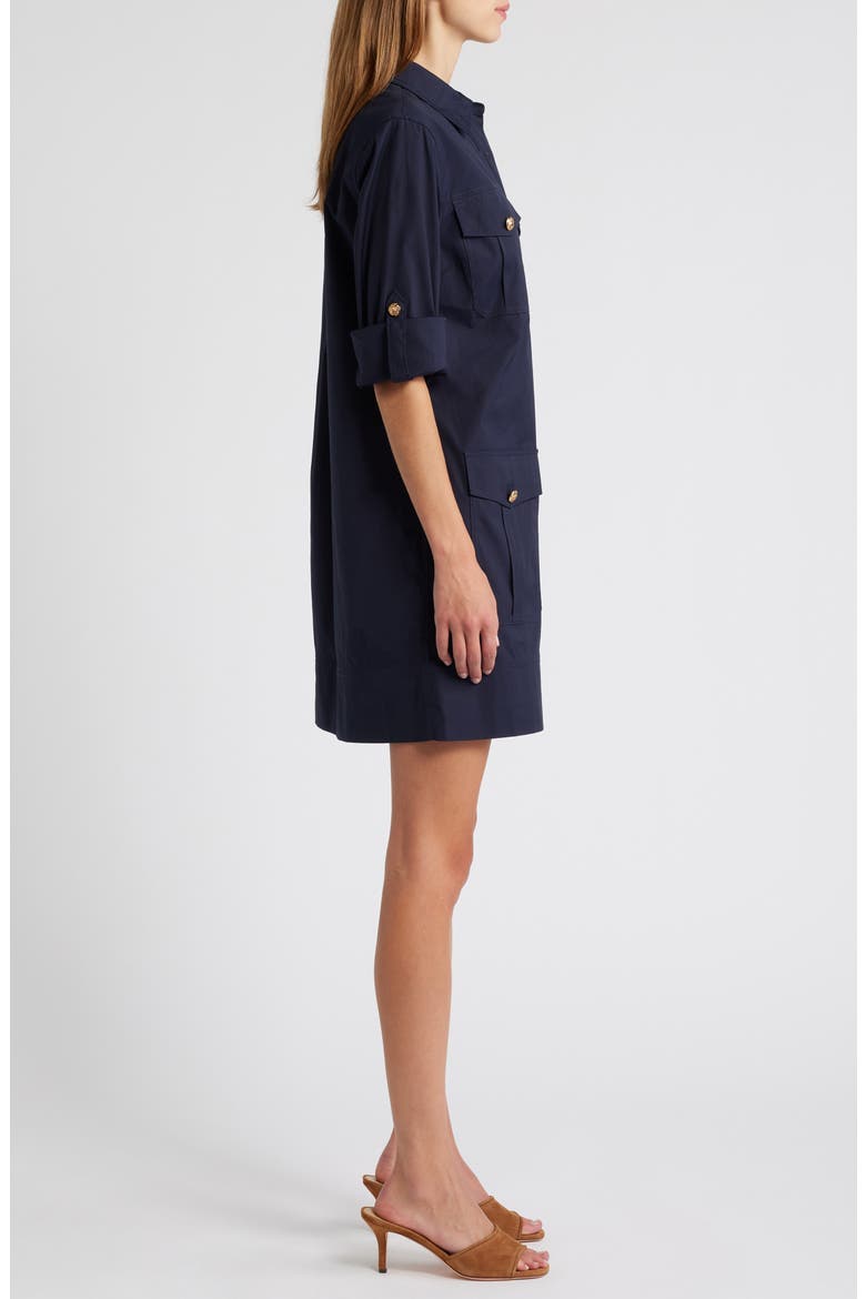 Saude Long Sleeve Cargo Shirtdress, Alternate, color, NAVY