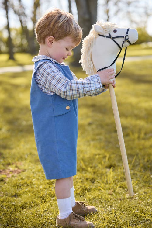 Little English Kids' Corduroy Button Tab John John In Blue