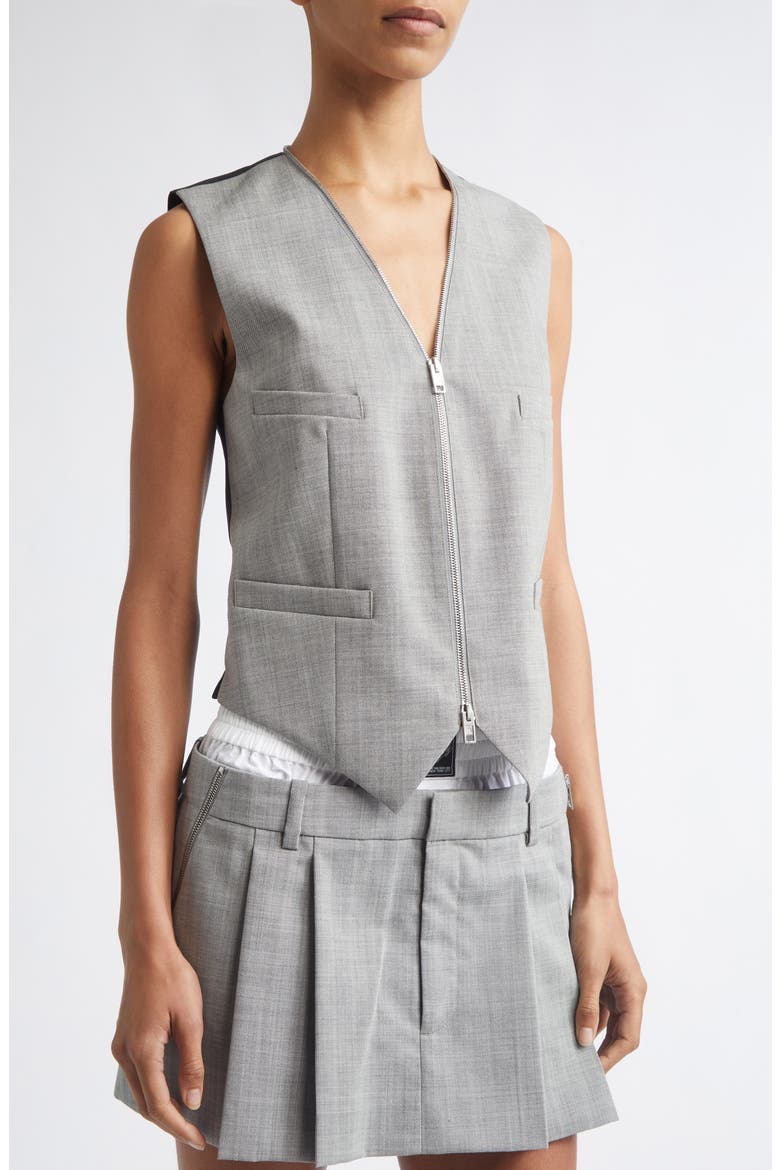 Tailored Zip Vest, Alternate, color, LIGHT HEATHER GREY