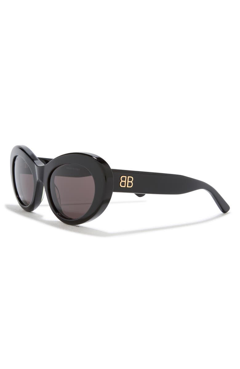 Balenciaga 55mm Oval Sunglasses, Alternate, color, Black Black Grey