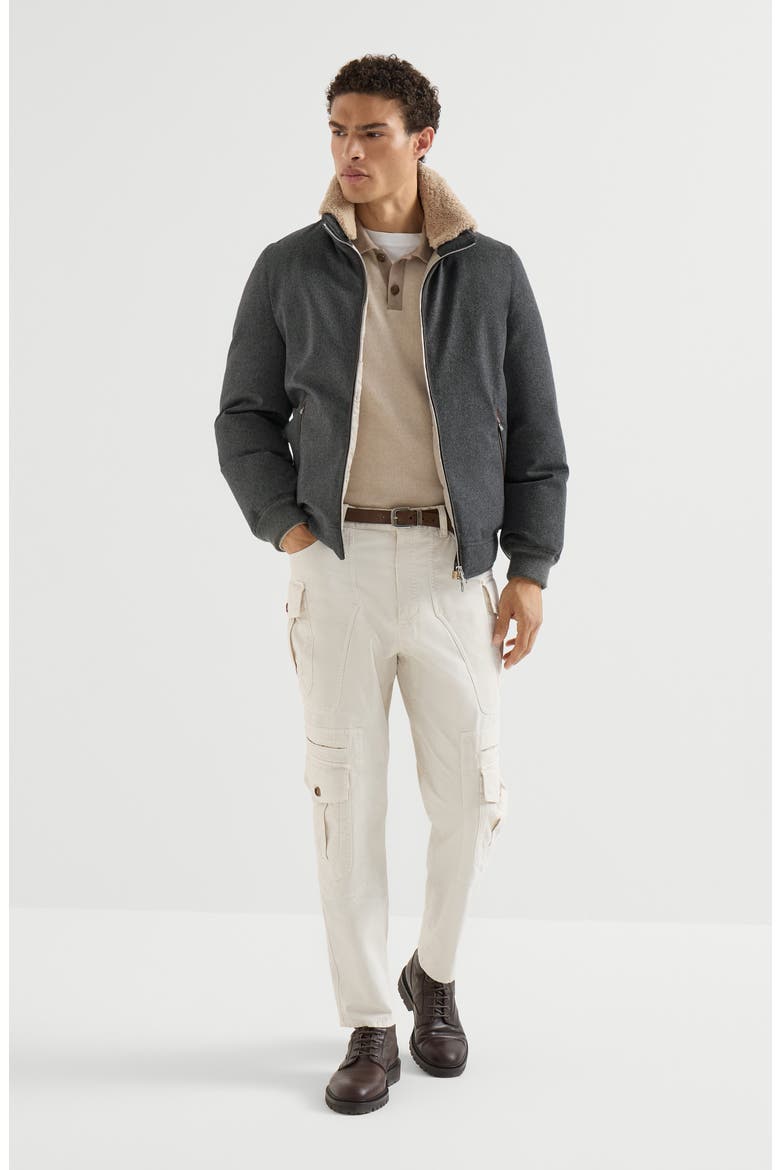Bonded wool flannel down jacket with detachable hood, Alternate, color, Dark Grey
