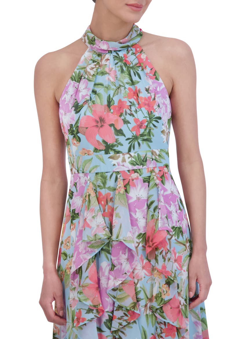Floral Ruffle Detail Maxi Dress, Alternate, color, LIGHT BLUE